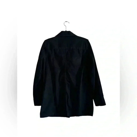 LL Bean Womens Jacket 4 Black Chambray Denim Button Pockets Travel Coat Outdoor - Picture 2 of 13